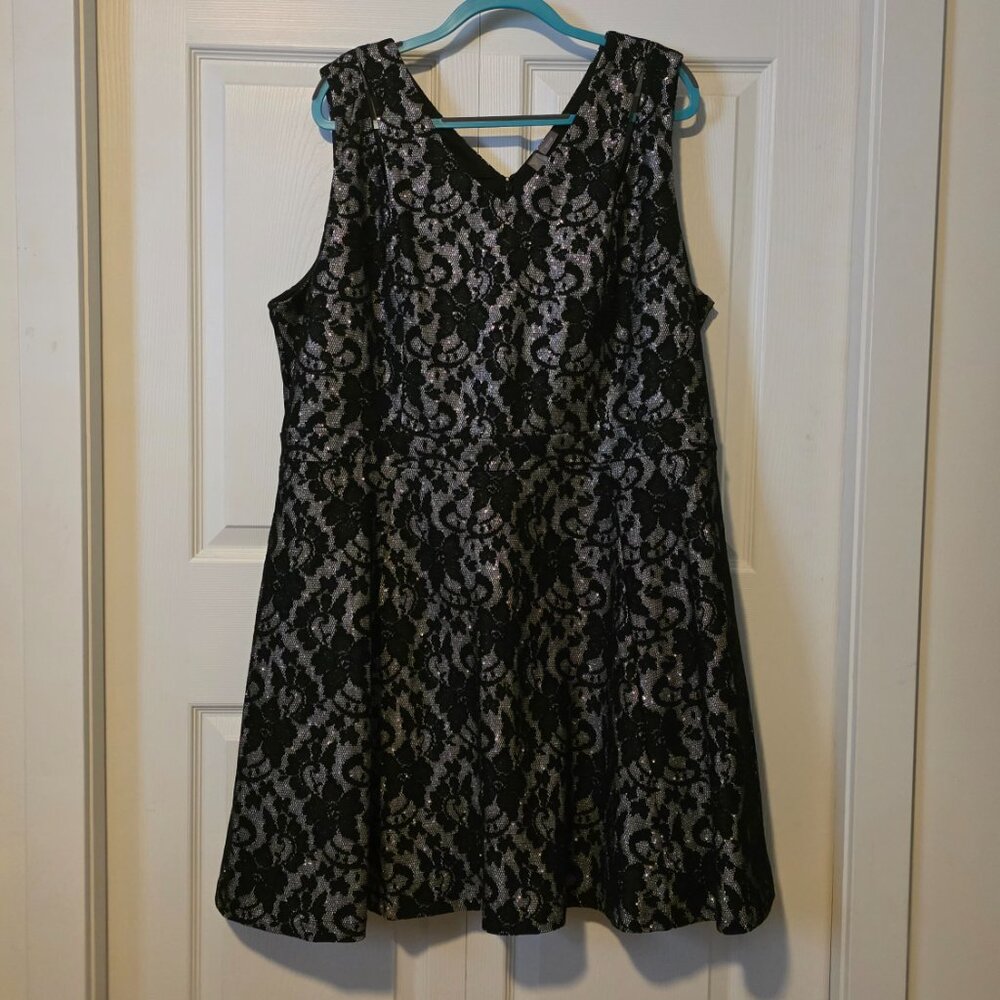 Beautiful silver and black formal sleeveless dress with pockets! Size 3X